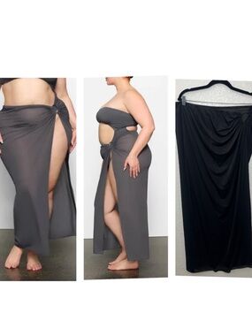 Skims Mesh Cover Up Sarong Skirt Beachwear Black Size 3X